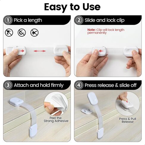 Matenf Child Proof Cabinet Locks, Baby Safety Locks, 4 PCS | Self Adhesive, Durable ABS Material, Fridgeor Drawer Locks, for Toddler Kid Safety in Kuwait