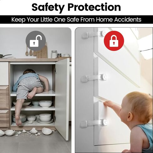 Matenf Child Proof Cabinet Locks, Baby Safety Locks, 4 PCS | Self Adhesive, Durable ABS Material, Fridgeor Drawer Locks, for Toddler Kid Safety in Kuwait