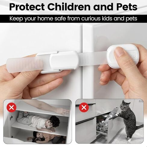 Matenf Child Proof Cabinet Locks, Baby Safety Locks, 4 PCS | Self Adhesive, Durable ABS Material, Fridgeor Drawer Locks, for Toddler Kid Safety in Kuwait