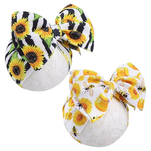 YanJie 3PCS 7'' Big Bows Baby Girls Headbands Soft Stretchy Newborn Bows Infant Baby Hair Bows Toddler Headwrap Hair Accessories Khaki Beige Light Pink in Kuwait