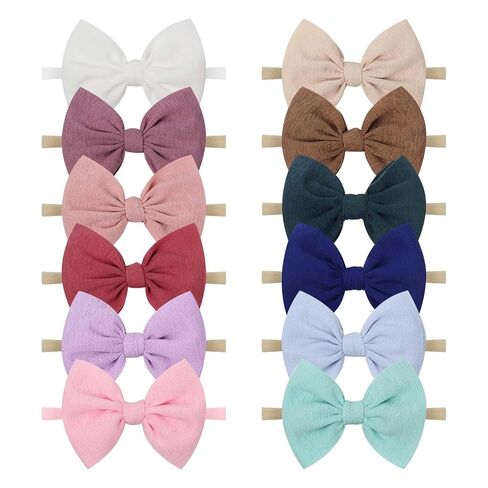 YanJie 4.5'' Nylon Bow Headbands for Baby Girls - Handmade Tied Bows Hair Accessories for Infants and Toddlers - 10 Pieces in Kuwait