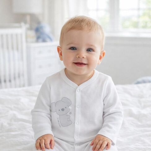 Kitikate Organic Cotton Baby Boys Footed Romper Set, 3-Pack, One-Piece Outfits with Cute Rabbit Prints in Kuwait