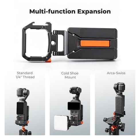 K&F CONCEPT Magnetic Expansion Frame Compatible with DJI Osmo Pocket 4P/4/3 | Aluminium Alloy Protective Cage with Quick Release Design, Cold Shoe & 1/4 Screw Mount for Vlogging Accessories, PP63 in Kuwait