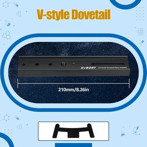SVBONY SV219 Telescope Dovetail Plate, 210mm 8.26" Dovetail Mount Plate | Compatible with Vixen Dovetail Saddles, Telescope Accessories, for equatorial OTA Mounts, Telescope Dovetail in Kuwait