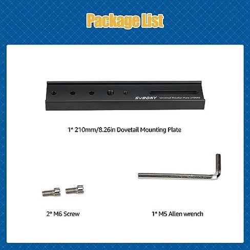 SVBONY SV219 Telescope Dovetail Plate, 210mm 8.26" Dovetail Mount Plate | Compatible with Vixen Dovetail Saddles, Telescope Accessories, for equatorial OTA Mounts, Telescope Dovetail in Kuwait
