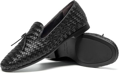BEAU TODAY Womens Slip-on Woven Loafer Shoes, Genuine Leather | Comfortable, Vintage Dressy, Round Toe, Breathable Lightweight, Bow Detail, Trendy Business Casual Flats in Kuwait