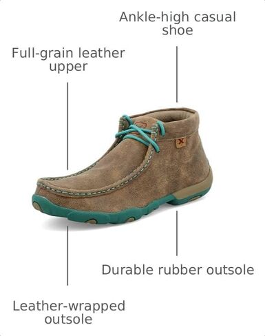 Twisted X Women's Chukka Driving Moc Boot, Bomber & Turquoise, 9 M in Kuwait