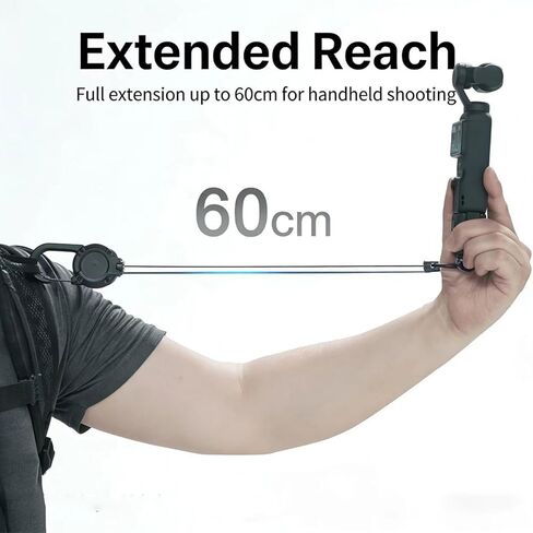 Retractable Lanyard for DJI Osmo Pocket 3 & Action Cameras, Auto-Retract Safety Tether with Carabiner Clip, Compatible with GoPro Hero, Insta360 for Vlogging, Travel, Hands-Free Shooting in Kuwait