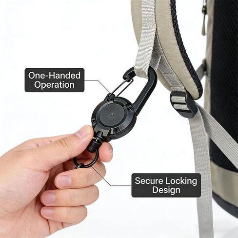 Retractable Lanyard for DJI Osmo Pocket 3 & Action Cameras, Auto-Retract Safety Tether with Carabiner Clip, Compatible with GoPro Hero, Insta360 for Vlogging, Travel, Hands-Free Shooting in Kuwait
