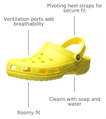 Crocs Men's and Women's Classic Clog, Lemon, 8 Women/6 Men in Kuwait