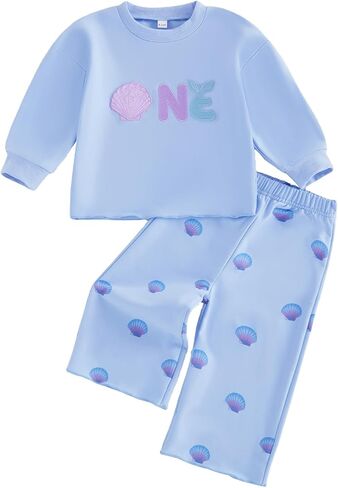 First Birthday Girl Outfit Fall Long Sleeve Shirt Pants 2Pcs Clothing Set | 1st Birthday Girl Outfit Baby Long Sleeve Shirt Pants One Year Old Girl Birthday Outfit Fall Clothes Set in Kuwait