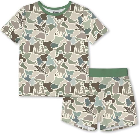 Weiwei Unisex Bamboo Viscose Pajamas Set for Toddler Boys Girls, Short-Sleeve Sleepwear for Kids, Baby Pjs 2pcs in Kuwait
