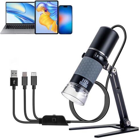 1080P Handheld Digital Microscope, 50-1000X Magnification Portable USB Microscope with Adjustable Stand, Compatible with iPhone Android Mac Windows PC in Kuwait