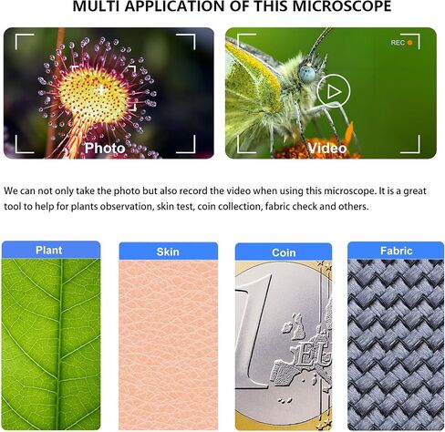 1080P Handheld Digital Microscope, 50-1000X Magnification Portable USB Microscope with Adjustable Stand, Compatible with iPhone Android Mac Windows PC in Kuwait