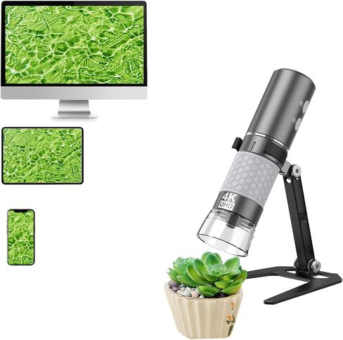 WiFi Digital Microscope, Wireless Portable Handheld 4K Microscope HD Camera 50X-1000X Magnification with Adjustable Stand, Compatible with iPhone Android Smartphones iPad Mac Windows PC in Kuwait