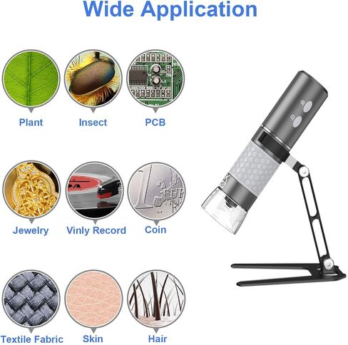 WiFi Digital Microscope, Wireless Portable Handheld 4K Microscope HD Camera 50X-1000X Magnification with Adjustable Stand, Compatible with iPhone Android Smartphones iPad Mac Windows PC in Kuwait