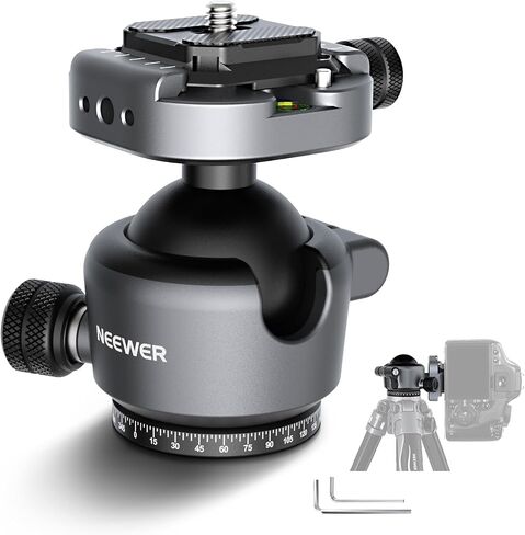 NEEWER GM41 Low Profile Tripod Ball Head, 40mm Metal Panoramic Camera Mount Adapter with 1/4" Arca Type QR Plate Compatible with PD, 360° Swivel & 90° Tilt, Max Load 11lb in Kuwait