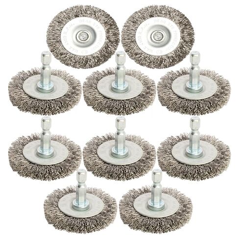 10pcs 2" Stainless Steel Wire Wheel Brushes Kit for Drill with 1/4-Inch Hex Shank in Kuwait
