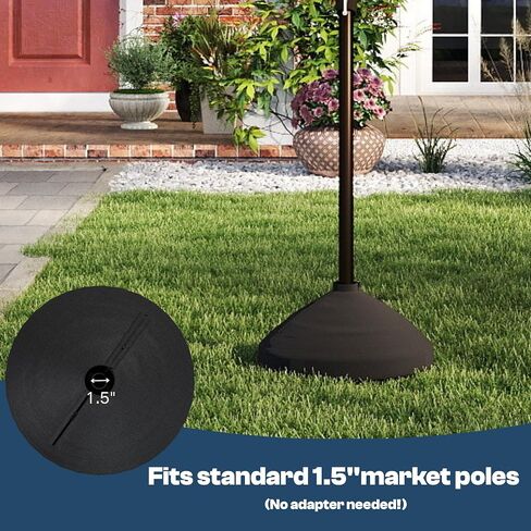 Patio Umbrella Base with Sandbag & Metal Stand, Fillable Umbrella Base with Cloth Cover, Heavy Duty Stand Fits 1.5" Poles for 9-10FT Outdoor Umbrellas in Kuwait