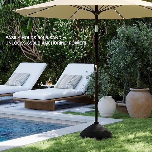 Patio Umbrella Base with Sandbag & Metal Stand, Fillable Umbrella Base with Cloth Cover, Heavy Duty Stand Fits 1.5" Poles for 9-10FT Outdoor Umbrellas in Kuwait