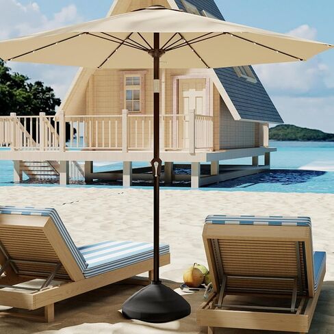 Patio Umbrella Base with Sandbag & Metal Stand, Fillable Umbrella Base with Cloth Cover, Heavy Duty Stand Fits 1.5" Poles for 9-10FT Outdoor Umbrellas in Kuwait