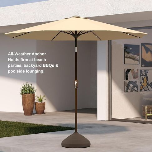 Patio Umbrella Base with Sandbag & Metal Stand, Fillable Umbrella Base with Cloth Cover, Heavy Duty Stand Fits 1.5" Poles for 9-10FT Outdoor Umbrellas in Kuwait