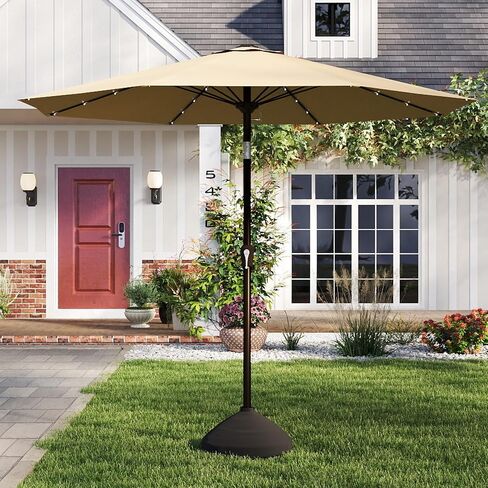 Patio Umbrella Base with Sandbag & Metal Stand, Fillable Umbrella Base with Cloth Cover, Heavy Duty Stand Fits 1.5" Poles for 9-10FT Outdoor Umbrellas in Kuwait