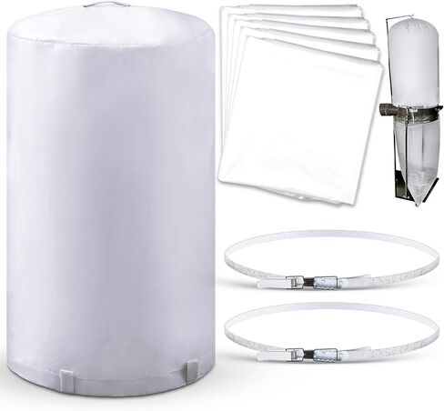 MotiMind 8 Pcs Dust Collector Bags and Band Clamps Set, Filter Replacement Bag, Fit for Dust Collector Woodworking with Diameters from 18-7/8 to 19-27/64 (1.97mil) in Kuwait