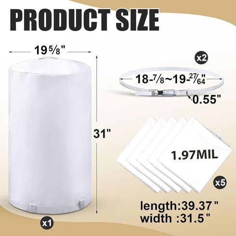 MotiMind 8 Pcs Dust Collector Bags and Band Clamps Set, Filter Replacement Bag, Fit for Dust Collector Woodworking with Diameters from 18-7/8 to 19-27/64 (1.97mil) in Kuwait