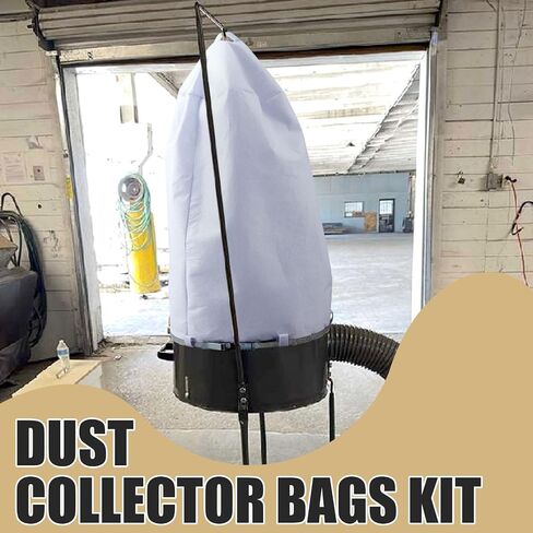 MotiMind 8 Pcs Dust Collector Bags and Band Clamps Set, Filter Replacement Bag, Fit for Dust Collector Woodworking with Diameters from 18-7/8 to 19-27/64 (1.97mil) in Kuwait