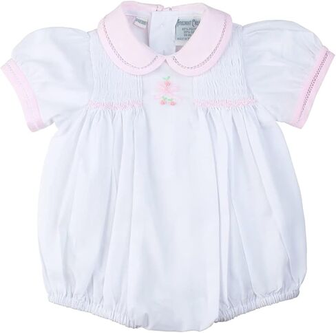 Feltman Brothers White & Pink Girls Bow Embroidered Bubble Preemie in Kuwait