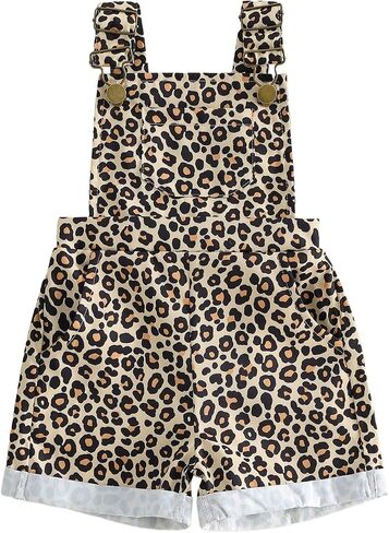 Toddler Baby Girl Clothes Suspender Romper Overall Shorts with Pockets | Baby Girl Back-to-School Outfit Apple Pencil Print Sleeveless Overalls Shorts Jumpsuit First Day of School Clothes in Kuwait