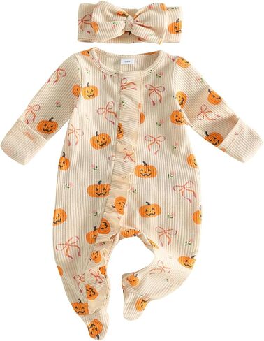 Newborn Baby Girl Halloween Outfit Romper Footed Jumpsuit Infant Clothes in Kuwait