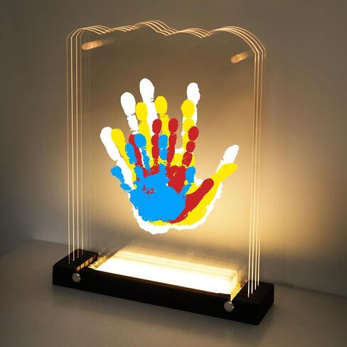 Family Handprint Kit with Light, Baby Hand and Footprint Kit, Family Gifts for New Parents, Christmas, Adoption, Baby Shower New Mom Gifts, Wooden Craft Keepsake (Nature) in Kuwait