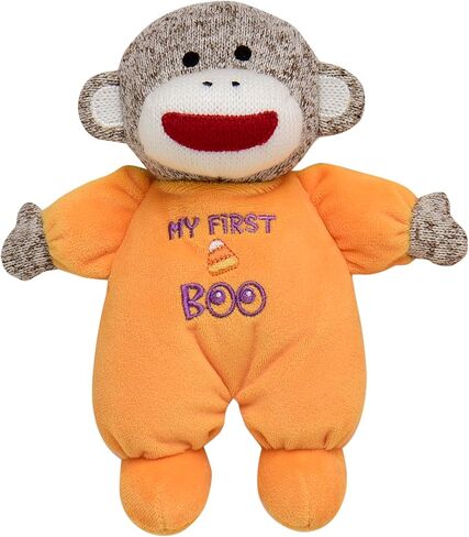 Baby Starters Sock Monkey Halloween 9 inch Plush Rattle with Embroidery (My First Boo, Orange) in Kuwait