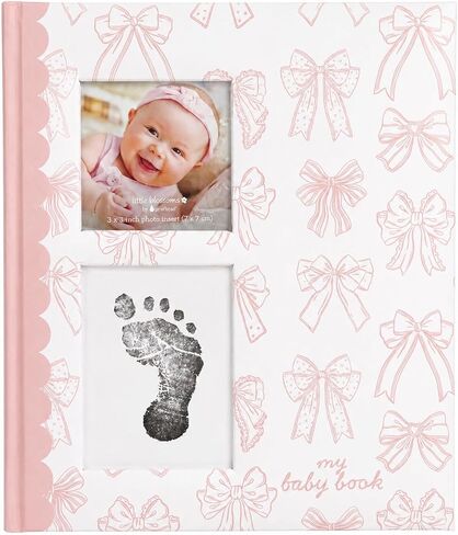 Pink Bow First 5 Years Memory Book | Includes Ink Pad For Newborn Handprint or Footprint, Baby Girl Keepsake, Milestone Pregnancy Journal in Kuwait