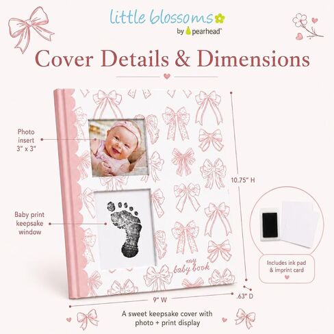 Pink Bow First 5 Years Memory Book | Includes Ink Pad For Newborn Handprint or Footprint, Baby Girl Keepsake, Milestone Pregnancy Journal in Kuwait
