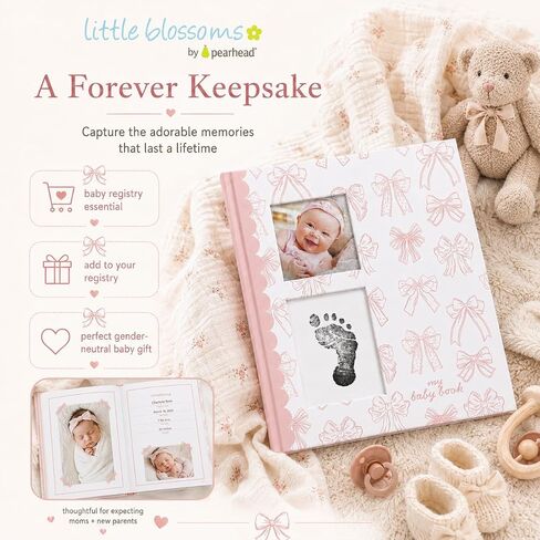 Pink Bow First 5 Years Memory Book | Includes Ink Pad For Newborn Handprint or Footprint, Baby Girl Keepsake, Milestone Pregnancy Journal in Kuwait