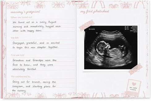 Pink Bow First 5 Years Memory Book | Includes Ink Pad For Newborn Handprint or Footprint, Baby Girl Keepsake, Milestone Pregnancy Journal in Kuwait