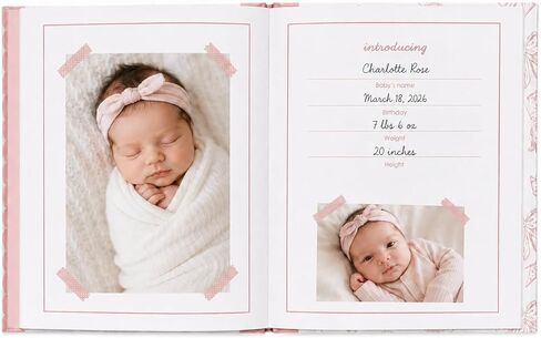 Pink Bow First 5 Years Memory Book | Includes Ink Pad For Newborn Handprint or Footprint, Baby Girl Keepsake, Milestone Pregnancy Journal in Kuwait