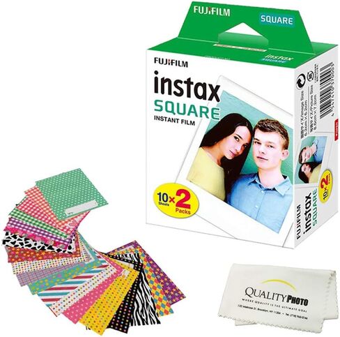 Fujifilm Instax Square Instant Film and Stickers for The Fujifilm instax Square Instant Camera + Quality Photo Microfiber Cloth. 20 Films … in Kuwait