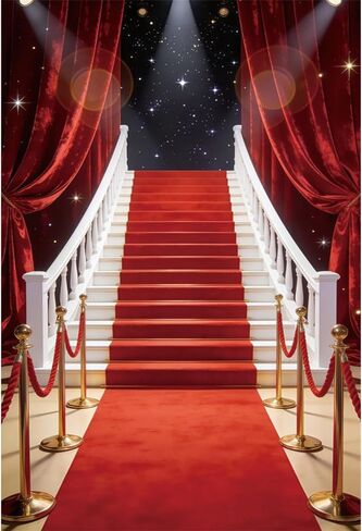 Laeacco 6x8ft Red Carpet Photo Backdrop Movie Night Award Ceremony Banner Film Stars Photography Background VIP Fashion Show Prom Graduation Wedding Birthday Party Decoration Booth Studio Props in Kuwait