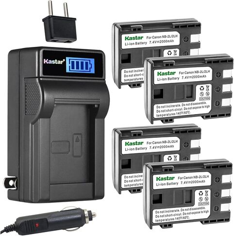 Kastar NB-2LH LCD AC Battery Charger Compatible with Canon MV880X, MV890, MV900, MV901, MV920, MV920i, MV930, MV940, MV950, MV960, MVX20i, MVX25i, MVX30i, MVX35i, MVX40, MVX40i Cameras in Kuwait