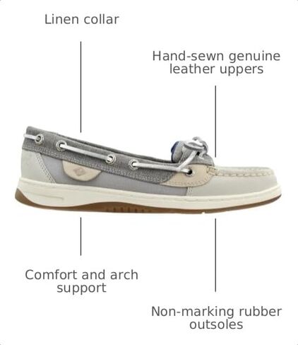 Sperry Womens Angelfish Linen Boat Flats Casual - Grey in Kuwait