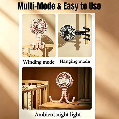 4.53 Inch USB Rechargeable Octopus Mini Fan, Flexible Tripod & Phone Holder, Quiet Safe Stroller Fan for Baby, Outdoor, Desktop & Handheld Use (Blue, Small) in Kuwait