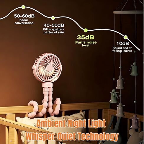 4.53 Inch USB Rechargeable Octopus Mini Fan, Flexible Tripod & Phone Holder, Quiet Safe Stroller Fan for Baby, Outdoor, Desktop & Handheld Use (Blue, Small) in Kuwait