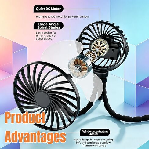 4.53 Inch USB Rechargeable Octopus Mini Fan, Flexible Tripod & Phone Holder, Quiet Safe Stroller Fan for Baby, Outdoor, Desktop & Handheld Use (Blue, Small) in Kuwait