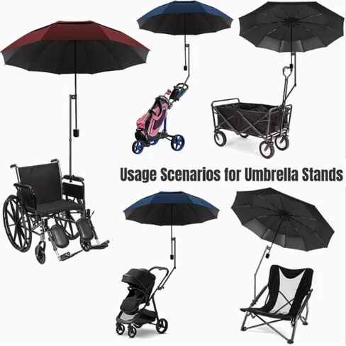 Adjustable Umbrella Holder Umbrella Holder for Wheelchair Universal Clip Wheelchair Umbrella Mount Holder for Fishing, Golf Cart, Beach Chair, Bicycle, Bleacher in Kuwait