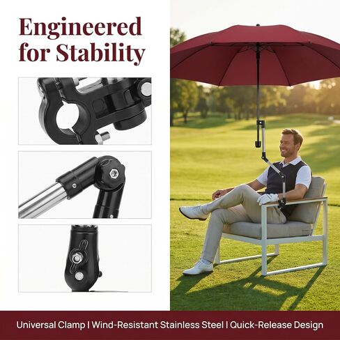 Adjustable Umbrella Holder Umbrella Holder for Wheelchair Universal Clip Wheelchair Umbrella Mount Holder for Fishing, Golf Cart, Beach Chair, Bicycle, Bleacher in Kuwait