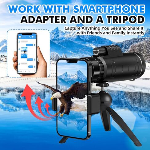 40x60 Monocular Telescope for Adults, Compact HD Monocular for Sports Events, Soccer Games, Concerts, Birdwatching, Hiking, Camping and Travel in Kuwait